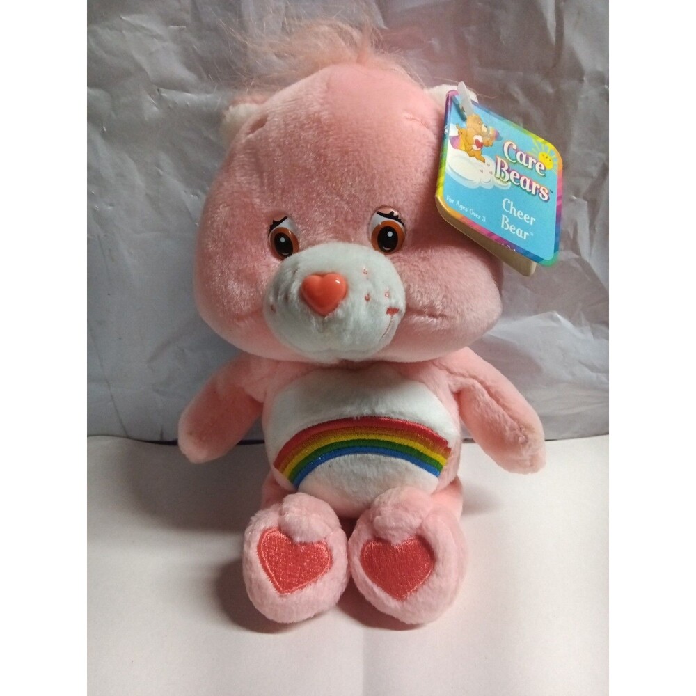 2002 Care Bears Cheer Bear Plush Rainbow Pink Stuffed Animal  with Tags